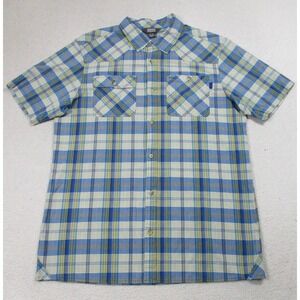 Outdoor Research Shirt Mens XL Blue Green Plaid Growler II Short Sleeve Hiking